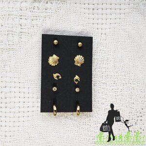 BFD Gold toned stud earring set-Ocean Theme
